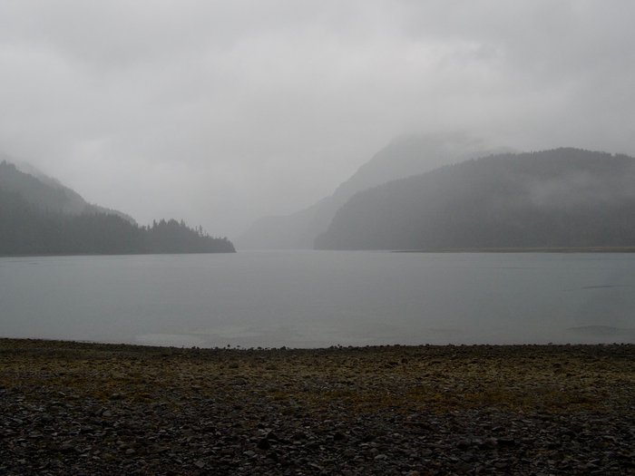 A misty rainy day can mean trouble if you're depending on a float plane to get home. This day, the plane made it in though.