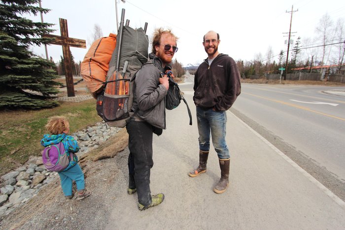Travis has read Erin's book.  He was working on his transmission when we walked by, and recognized us - the packraft paraphernalia plus kids were the giveaway I think.  He walked with us for a little while in south Anchorage.
