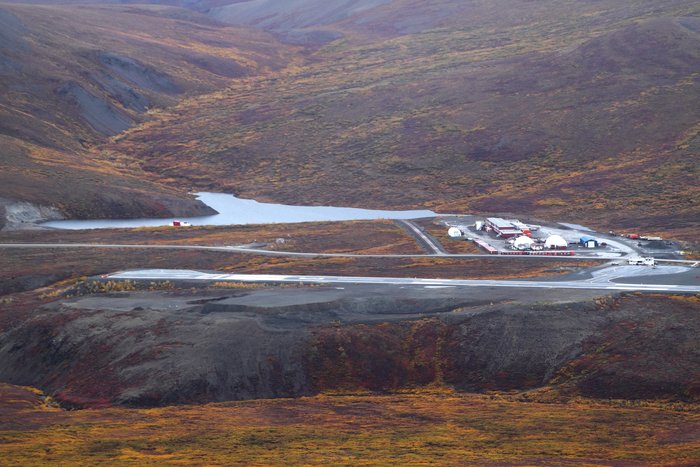 Red Dog's air strip, living facilities, and drinking water pond.