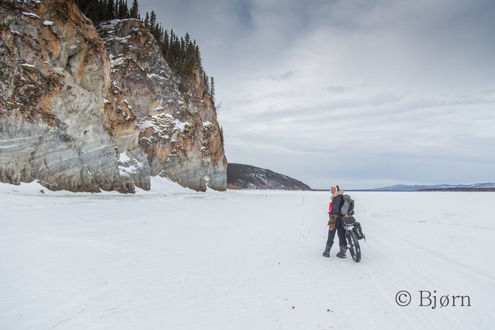 Dramatic cliffs rise out of the Yukon River near Ruby Alaska.