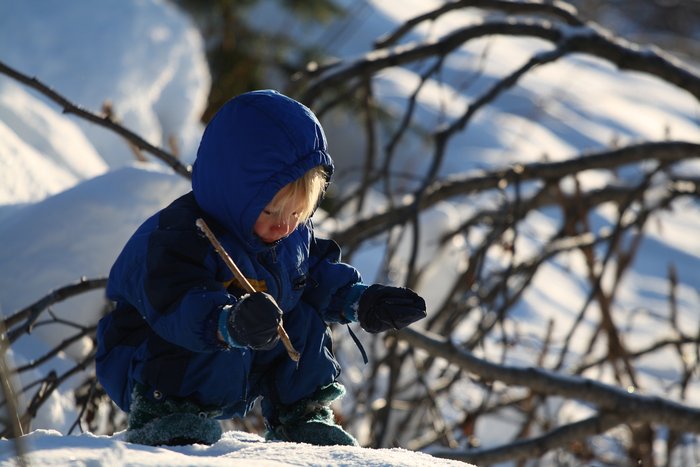 Snow and sticks are the best toys