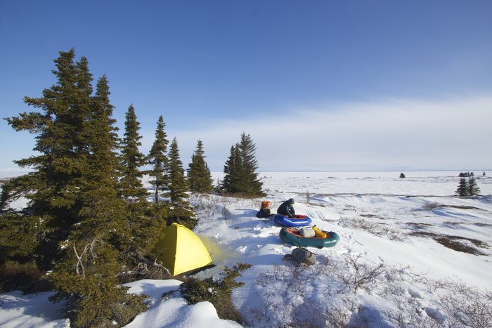 Getting ready to set up camp near Lower Talarik Creek on Lake Iliamna