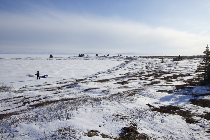 Approaching camp for the night near Lower Talarik Creek on Lake Iliamna