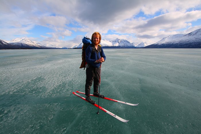 After losing a ski pole under the ice of a frozen creek, Hig skiied with one pole into the village of Port Alsworth