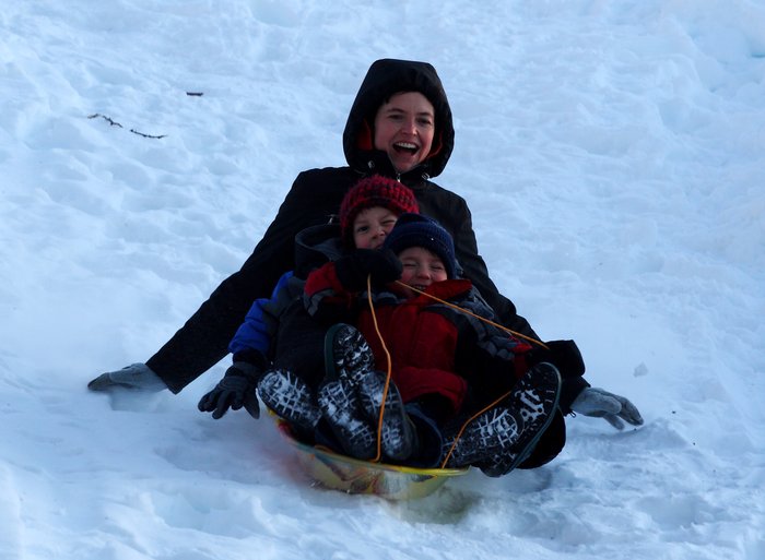 Snow play at Katmai's second birthday party
