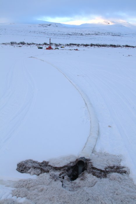 During drilling, silty slurry is produced and has to be disposed of.