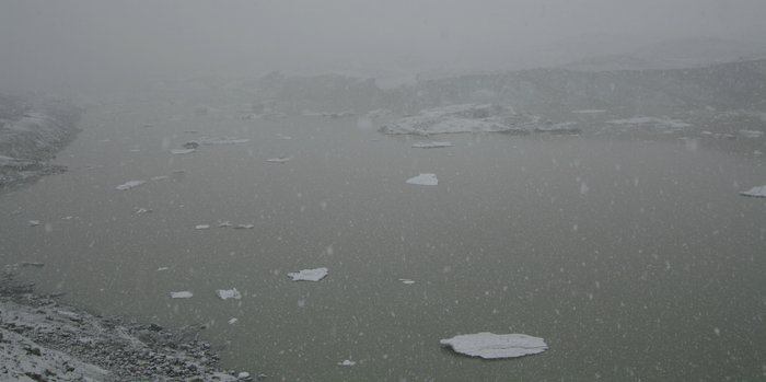 Snow On Glacial Lake