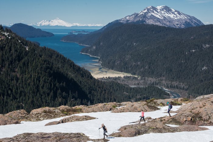 Photo by Andy Banas: In late May, snow can still be thick on this 1200 foot peak.