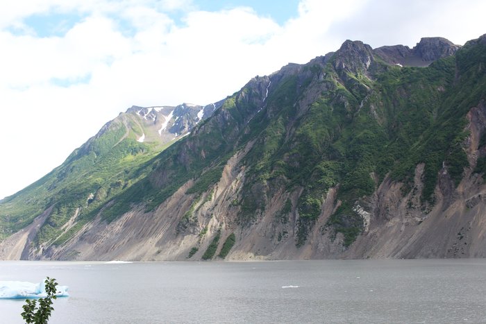 This steep and possibly unstable slope above Grewingk Lake might eventually fall and create a tsunami.