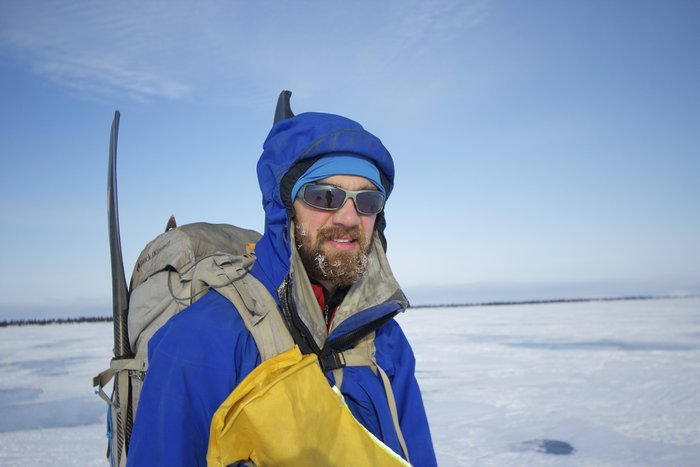 Caleb soaking up the sun on Lake Iliamna near Lower Talarik Creek