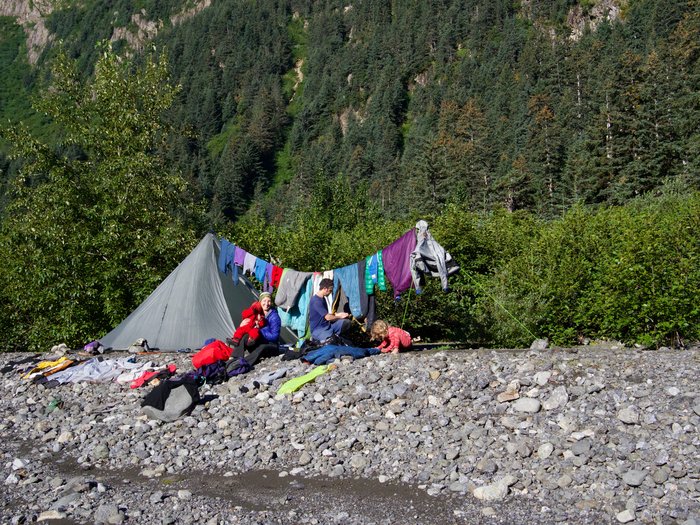 A clear morning provides a chance to dry everything.