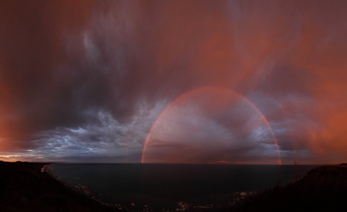 I've only seen a rainbow at sunset twice, and both times were on the north shore of Lake Iliamna.