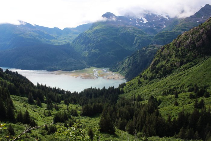 View from the mountains down to Taylor Bay near the <a href="http://www.groundtruthtrekking.org/tutka_backdoor/">Tutka Backdoor</a> trail route.