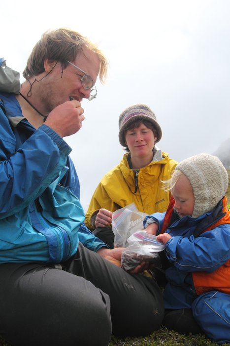 At the end of July 2010, ten adults, four babies, and six dogs walked from Red. Mt. to Seldovia.  These photos are from this improbable journey.