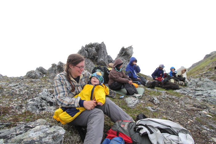 At the end of July 2010, ten adults, four babies, and six dogs walked from Red. Mt. to Seldovia.  These photos are from this improbable journey.
