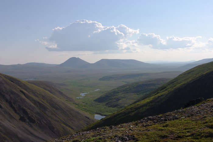 Upper Koktuli valley and Sharp Mtn, from the ridge between Upper Talarik and the mine site. 