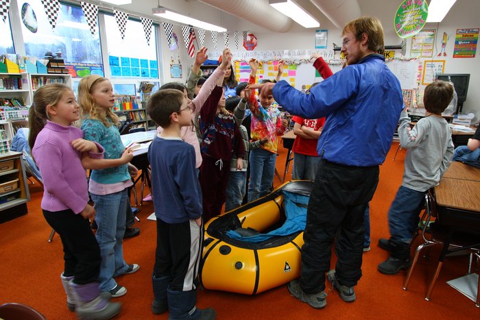 On our <a href="http://www.groundtruthtrekking.org/Journeys/">journeys</a> we often visit classrooms along the way - the packraft is always a big hit.