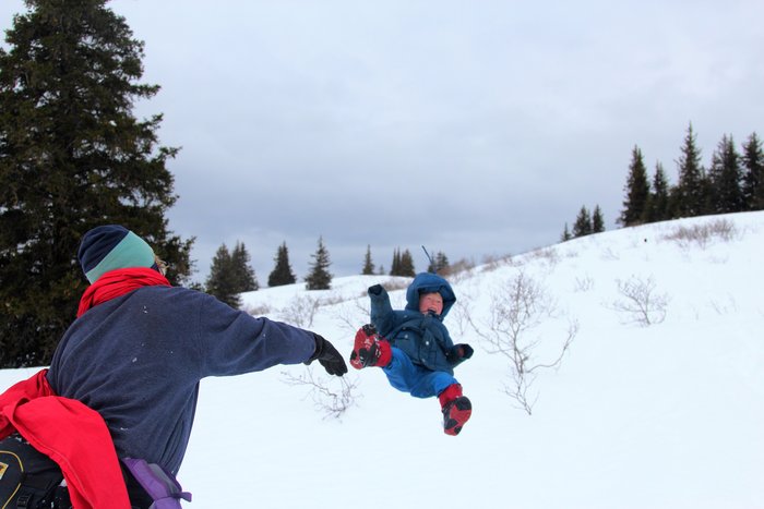Games in snow, in the hills above Seldovia.