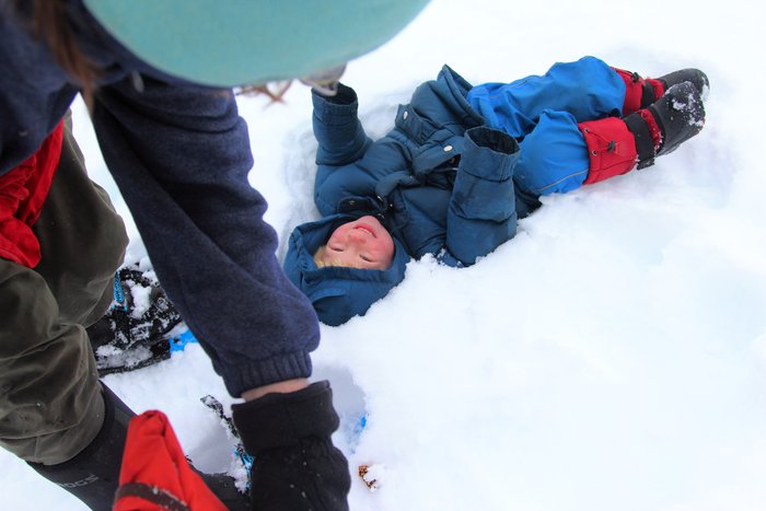 Games in snow, in the hills above Seldovia.