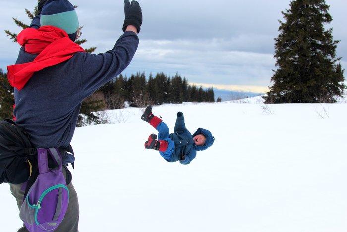 Games in snow, in the hills above Seldovia.