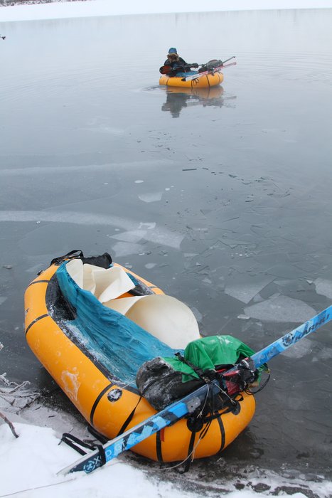 We'd hoped to avoid <a href="http://www.groundtruthtrekking.org/Journeys/WildCoast.html">skiing the highway trail</a> into Anchorage, but the water proved too frozen to float in January.