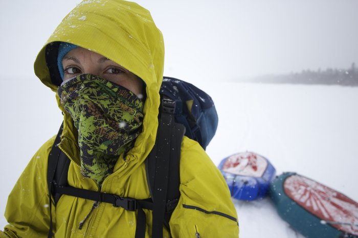 Kate the packraft ninja: pausing for a photo-op 