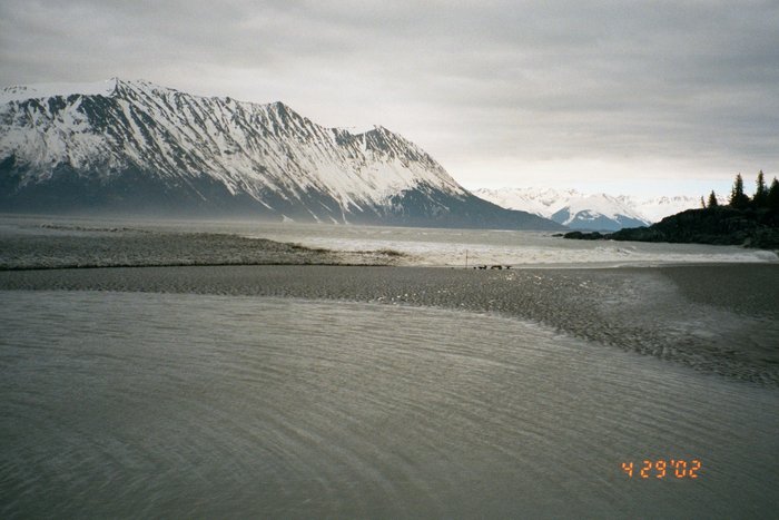 Photo 2 - The bore begins running over the gently sloping beach.