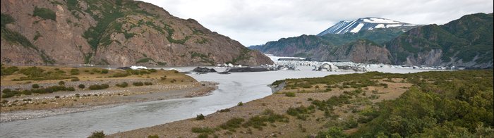 A panoramic view of Tustumena Glacier