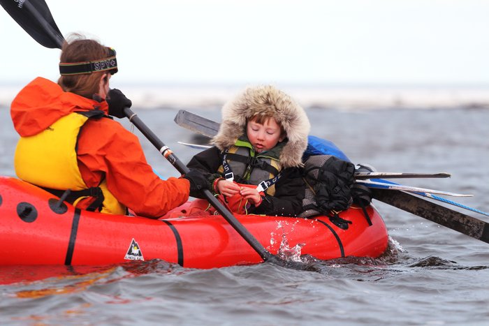 Katmai became very interested in tying knots on our expedition - it was his favorite entertainment while we paddled.