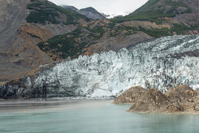 In October 2015, a massive landslide slid into Taan Fjord and created a tsunami in excess of 600 feet. Much of the landslide material was deposited on the Tyndall Glacier and into the fjord.