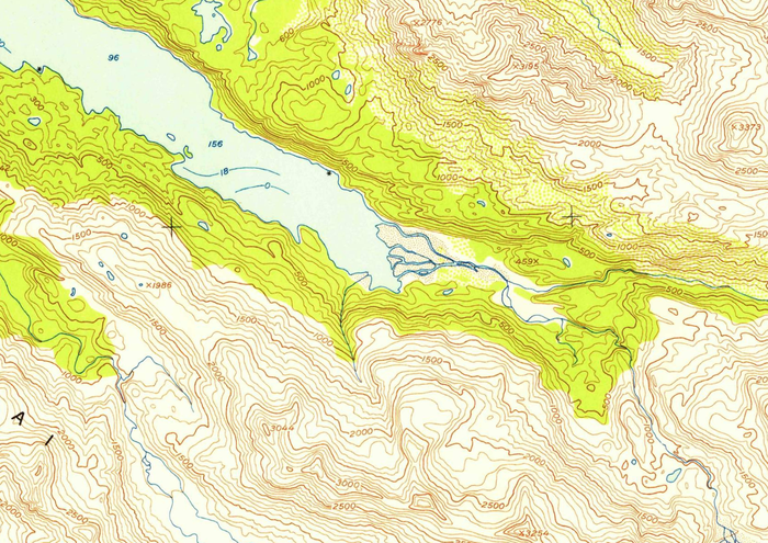 Map of upper Tutka Bay and the area south of there as of 1953. The USGS has not updated these results much since then.