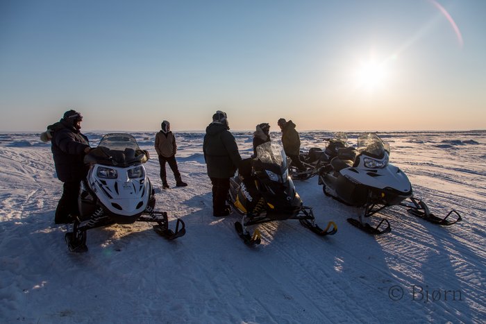 With long evening light, folks from Buckland head to the Baldwin Peninsula shore to ice fish for arctic char.