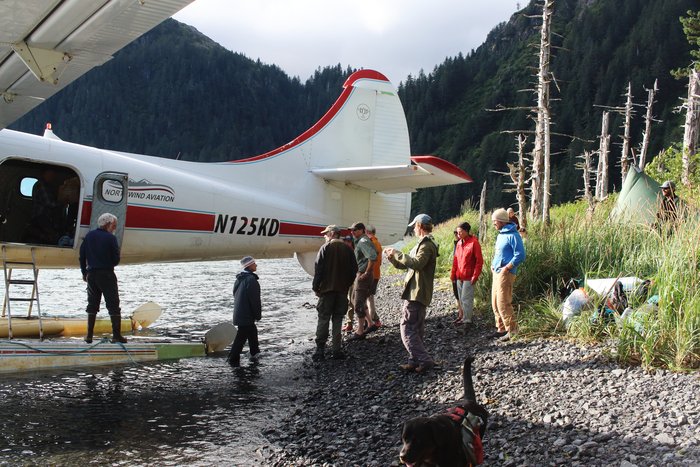 Some trail building volunteers who'd been out for a week left, as another fresh crew came in.