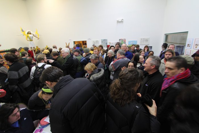 Out North Theater staged people inside where it was warm.  There were many friends in the crowd.