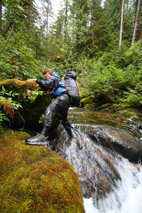 <a href="http://www.groundtruthtrekking.org/Journeys/">Where we hike</a> wetness is guaranteed.  Rather than attempting to keep our feet dry, we wear light trail runners that drain water out as we walk.